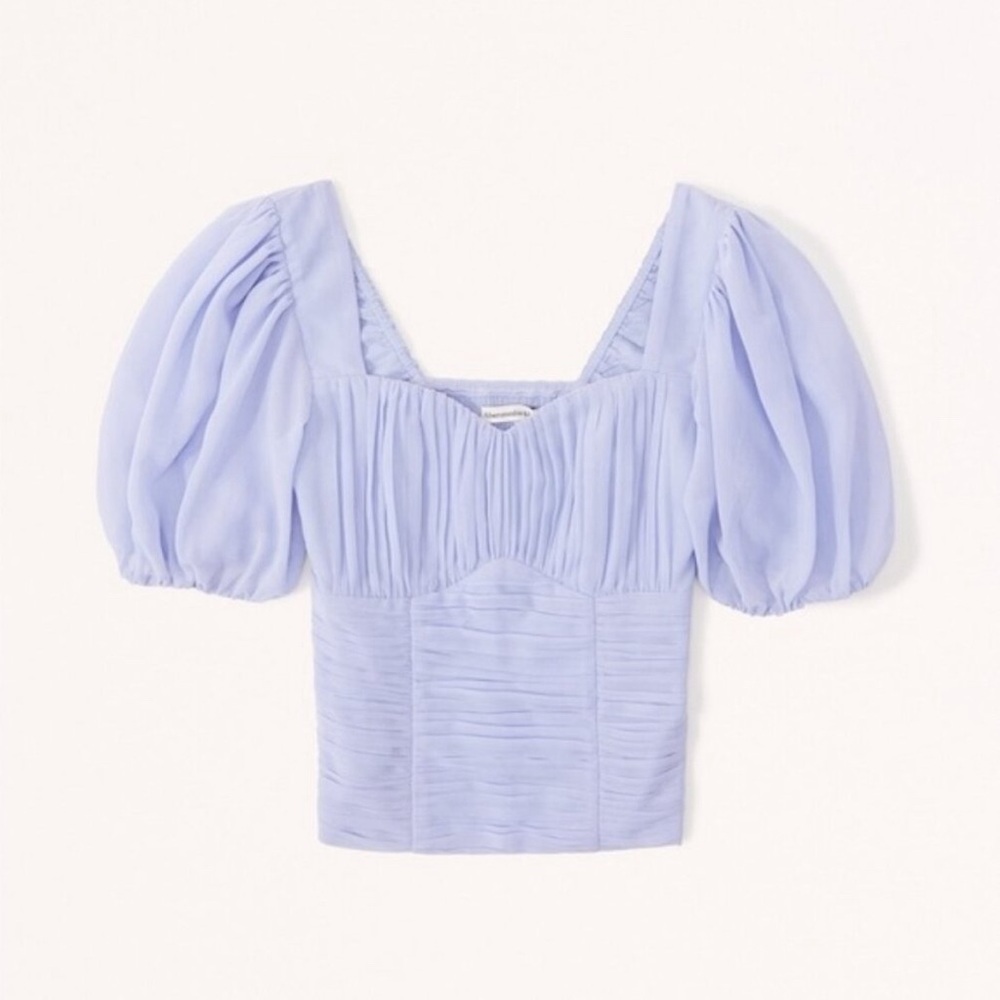Abercrombie & Fitch Periwinkle Cropped Balloon Sleeve Top
